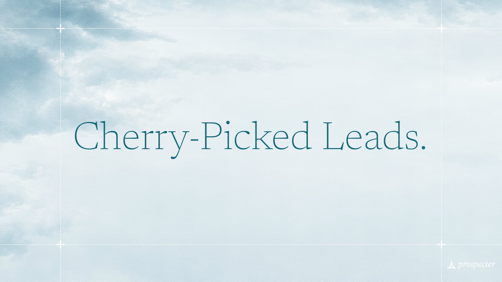 Opening frame of the Prospecter film: the words Cherry-Picked Leads over a pale sky.